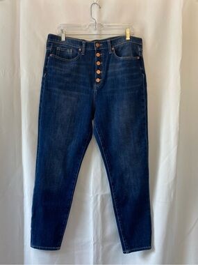 Banana Republic Womens Highrise Skinny Medium Blue Exposed Button Front Jeans 32
